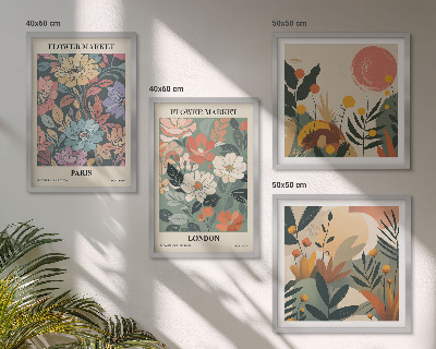 Composizione di 4 quadri Poster floreali Parigi Londra