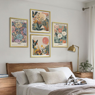 Composizione di 4 quadri Poster floreali Parigi Londra