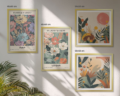 Composizione di 4 quadri Poster floreali Parigi Londra