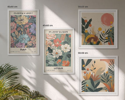 Composizione di 4 quadri Poster floreali Parigi Londra