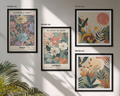 Composizione di 4 quadri Poster floreali Parigi Londra