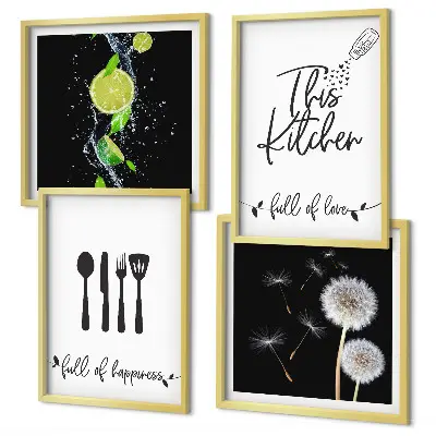 Polittico con cornice Tarassaco Lime decorazione con iscrizioni per cucina