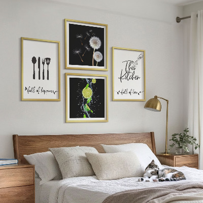 Polittico con cornice tarassaco lime iscrizioni cucina