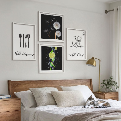 Polittico con cornice tarassaco lime iscrizioni cucina
