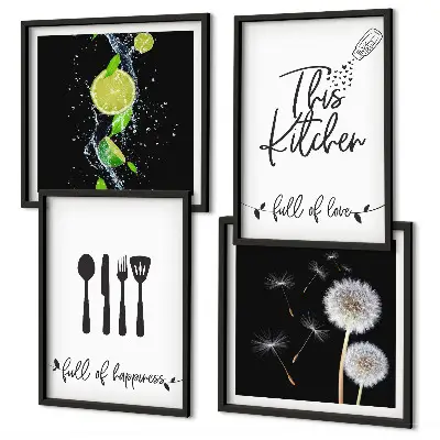 Polittico con cornice Tarassaco Lime decorazione con iscrizioni per cucina