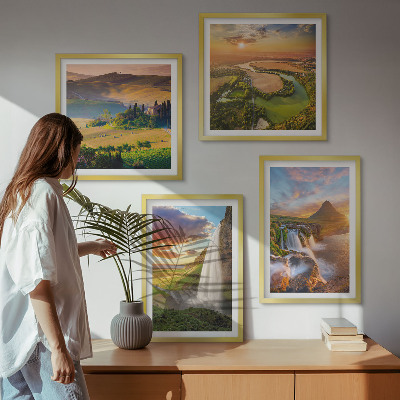 Composizione di 4 quadri Panorami del tramonto italiano