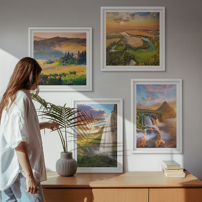 Composizione di 4 quadri Panorami del tramonto italiano