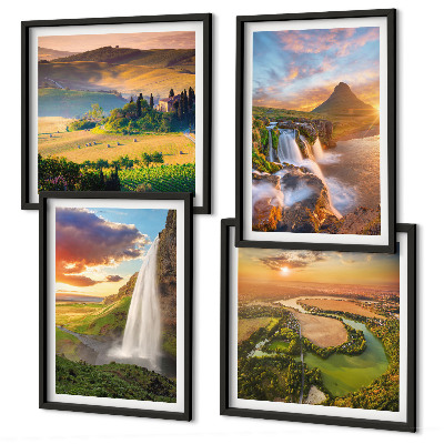 Composizione di 4 quadri Panorami del tramonto italiano