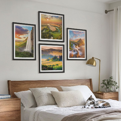 Composizione di 4 quadri Panorami del tramonto italiano