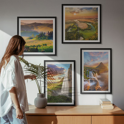 Composizione di 4 quadri Panorami del tramonto italiano