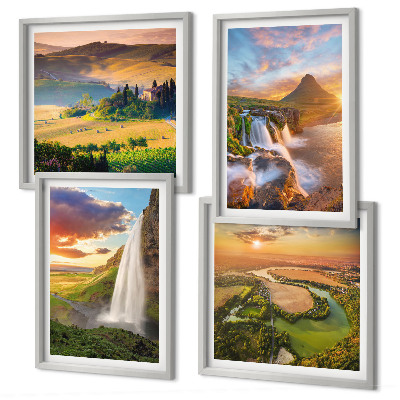 Composizione di 4 quadri Panorami del tramonto italiano