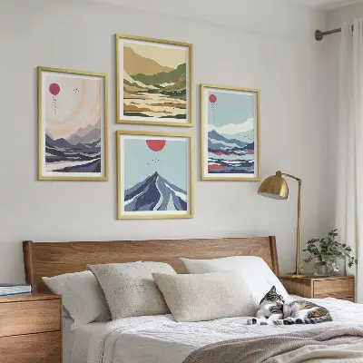 Paesaggi montani astratti quadro con cornice