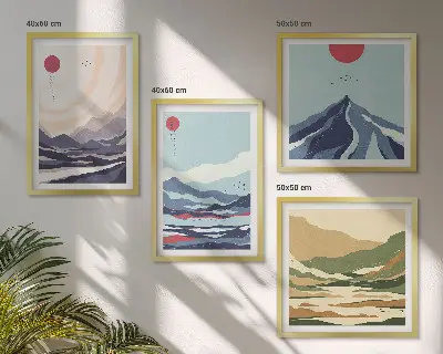 Paesaggi montani astratti quadro con cornice