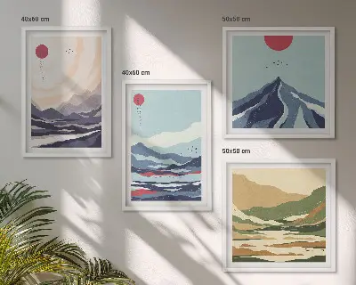 Paesaggi montani astratti quadro con cornice