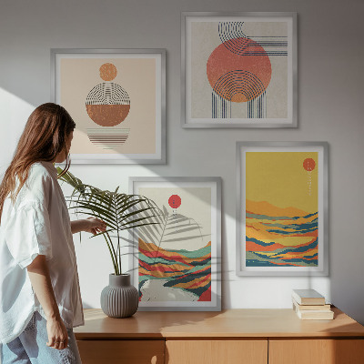 Galleria a parete I colorati disegni delle montagne del fiume Japandi