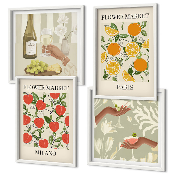 Polittico con cornice Fiori vino Milano Parigi