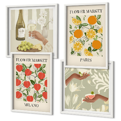 Polittico con cornice Fiori vino Milano Parigi