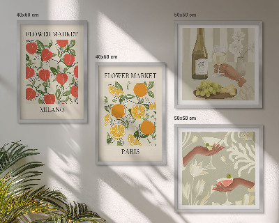 Polittico con cornice Fiori vino Milano Parigi