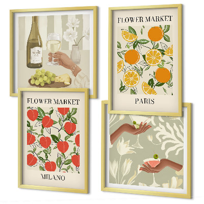 Polittico con cornice Fiori vino Milano Parigi