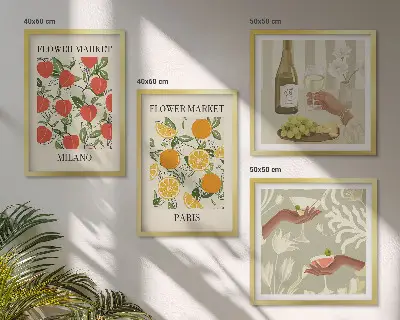 Polittico con cornice decorazione murale con soggetti floreali e città