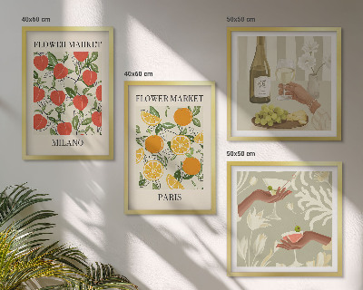 Polittico con cornice Fiori vino Milano Parigi