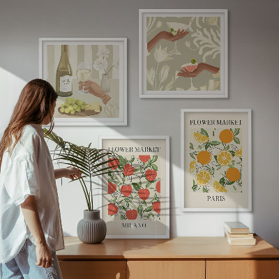 Polittico con cornice Fiori vino Milano Parigi
