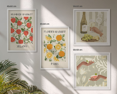 Polittico con cornice Fiori vino Milano Parigi