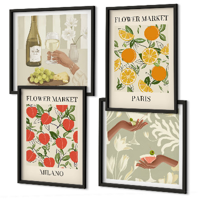 Polittico con cornice Fiori vino Milano Parigi