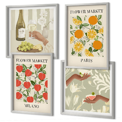 Polittico con cornice Fiori vino Milano Parigi