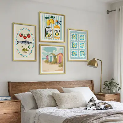 Galleria a parete illustrazioni del tema cucina mediterranea