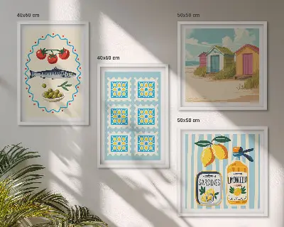 Galleria a parete illustrazioni del tema cucina mediterranea