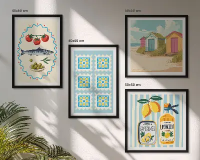 Galleria a parete illustrazioni del tema cucina mediterranea