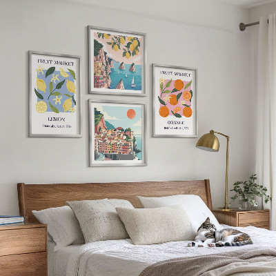 Composizione di 4 quadri Poster di frutta: limoni, arance