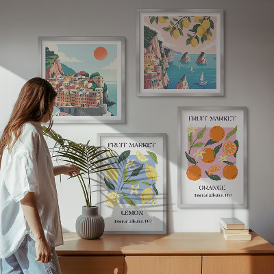 Composizione di 4 quadri Poster di frutta: limoni, arance