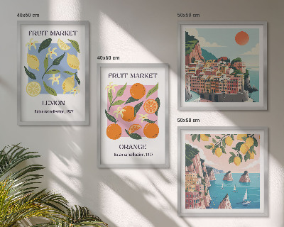 Composizione di 4 quadri Poster di frutta: limoni, arance