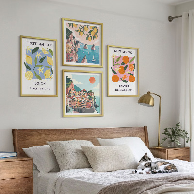 Composizione di 4 quadri Poster di frutta: limoni, arance