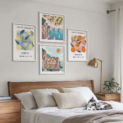 Composizione di 4 quadri Poster di frutta: limoni, arance
