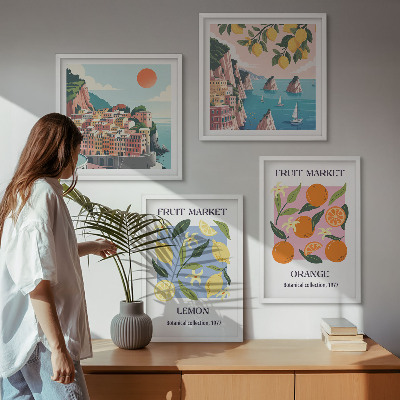 Composizione di 4 quadri Poster di frutta: limoni, arance