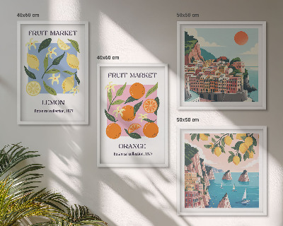 Composizione di 4 quadri Poster di frutta: limoni, arance