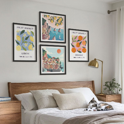 Composizione di 4 quadri Poster di frutta: limoni, arance