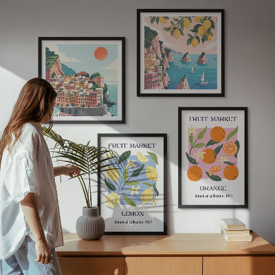 Composizione di 4 quadri Poster di frutta: limoni, arance