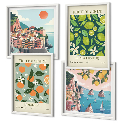 Galleria a parete Poster vintage con motivi di frutta