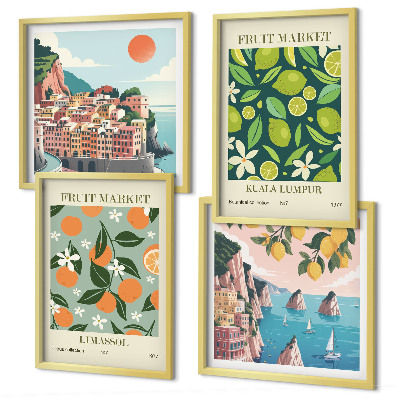 Galleria a parete Poster vintage con motivi di frutta