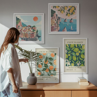Galleria a parete Poster vintage con motivi di frutta