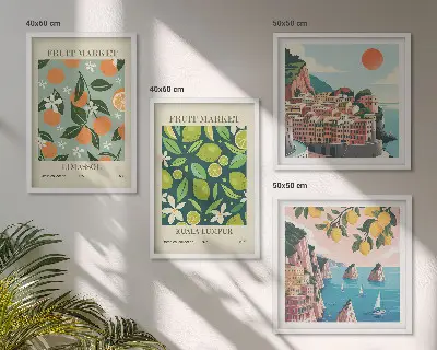 Poster vintage con motivi di frutta decorazione da parete