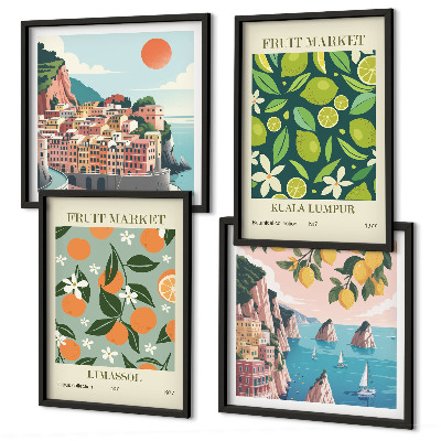Galleria a parete Poster vintage con motivi di frutta