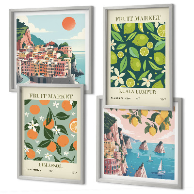 Galleria a parete Poster vintage con motivi di frutta