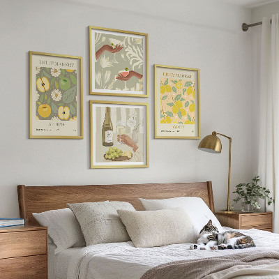 Composizione di 4 quadri Motivi fruttati Vino italiano