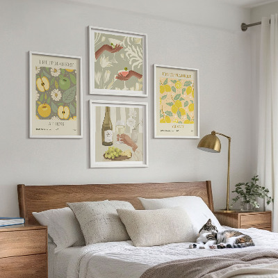 Composizione di 4 quadri Motivi fruttati Vino italiano