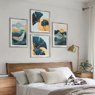 Montagne astratte estetiche quadro polittico con cornice